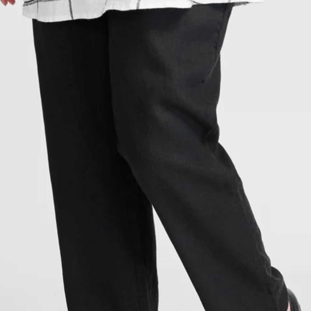 Flax By Angelheart Wide Leg Linen Pants in Black Small
